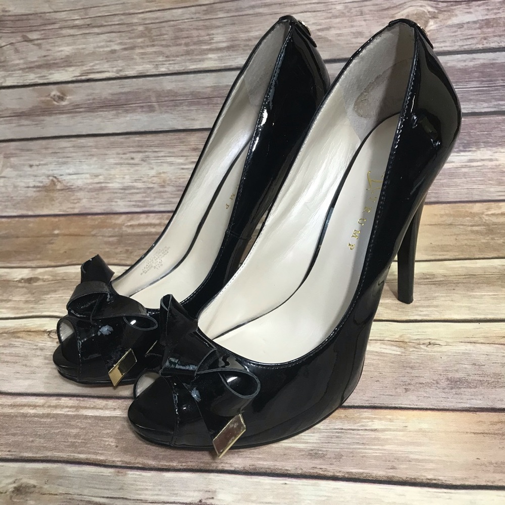 Ivanka Trump Floria peep toe black patent leather